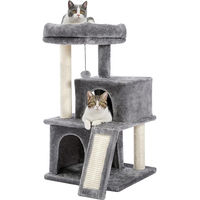 Produktbild von PAWZ Road Kratzbaum für Katzen mit Katzenhöhle, Sisal-Seil und Spielzeug, Grau, 90 cm Höhe