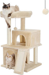 PAWZ Road Kratzbaum für Katzen mit Sisal-Seil, Plüschliege und Spielhaus mit Höhle, Beige – Bild 1 von 1