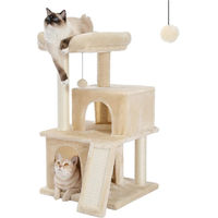 Produktbild von PAWZ Road Kratzbaum für Katzen mit Sisal-Seil, Plüschliege und Spielhaus mit Höhle, Beige