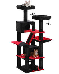PAWZ Road Kratzbaum für Katzen Multi-Level aus Plüsch und Sisal Schwarz 180 cm – Bild 1 von 1