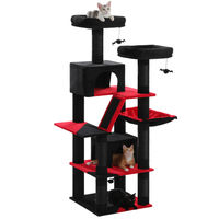 Produktbild von PAWZ Road Kratzbaum für Katzen Multi-Level aus Plüsch und Sisal Schwarz 180 cm