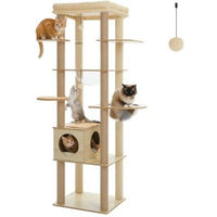 Produktbild von PAWZ Road Kratzbaum für große Katzen aus Holz mit Acryl-Hängematte und Katzenhöhle 181 cm Beige