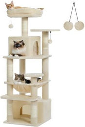Pawz Road Kratzbaum für Katzen 136cm beige mit Sisal – Bild 1 von 3