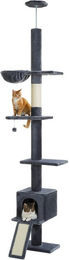 PAWZ Road Kratzbaum für Katzen deckenhoch höhenverstellbar 216-273cm mit Hängematte und Katzenhöhle in Grau – Bild 1 von 3