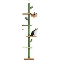 Produktbild von PAWZ Road Kratzbaum für Katzen deckenhoch höhenverstellbar 5-stöckig grün Plüsch