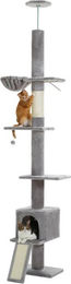PAWZ Road Kratzbaum für Katzen deckenhoch höhenverstellbar mit Hängematte und Katzenhöhle in Grau – Bild 1 von 2