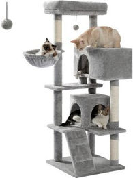 Pawz Road Kratzbaum für Katzen mit 2 Condos in Grau aus Plüsch – Bild 1 von 3
