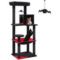 Produktbild von PAWZ Road Kratzbaum für Katzen mit Katzenhaus und Hängematte 143cm Schwarz mit Sisal
