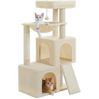 Produktbild von PAWZ Road Kratzbaum Grau 104cm für Katzen mit 2 Höhlen und Spielball