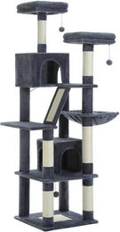 PAWZ Road Kratzbaum Großer Spielturm für Katzen mit 6 Kratzstämmen und 2 Kratzbrettern 180cm Grau – Bild 1 von 5