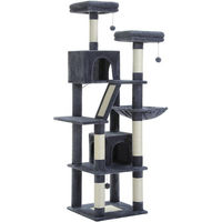 Produktbild von PAWZ Road Kratzbaum Großer Spielturm für Katzen mit 6 Kratzstämmen und 2 Kratzbrettern 180cm Grau