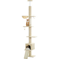 Produktbild von PAWZ Road Kratzbaum mit Deckenspanner für Katzen in Beige aus Holzspanplatte, Plüsch und Sisal