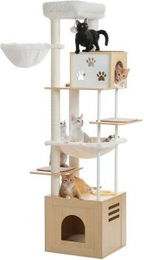 Pawz Road Kratzbaum mit Futterplatz in Beige mit Sisal für Katzen – Bild 1 von 3