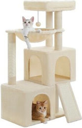 Pawz Road Kratzbaum mit Höhle aus Holz in Beige 104 cm – Bild 1 von 3
