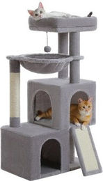 Pawz Road Kratzbaum mit Höhle aus Holz in Grau 104 cm – Bild 1 von 3