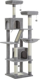 PAWZ Road Kratzbaum Spielturm für Katzen mit 6 Kratzstämmen und 2 Kratzbrettern in Grau, 180cm – Bild 1 von 4