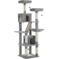 Produktbild von PAWZ Road Kratzbaum Spielturm für Katzen mit 6 Kratzstämmen und 2 Kratzbrettern in Grau, 180cm