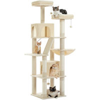 Produktbild von PAWZ Road Kratzbaum Spielturm mit 6 Kratzstämmen und 2 Kratzbrettern aus Plüsch 180cm Grau Beige