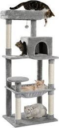 Pawz Road Kratzbaum XL für große Katzen mit Hängematte aus Sisal in Grau – Bild 1 von 3