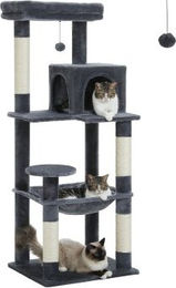 Pawz Road Kratzbaum XL für Katzen mit Hängematte aus Sisal in Grau – Bild 1 von 3