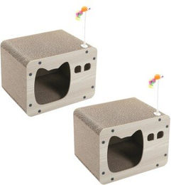 Pawz Road Kratzbrett für Katzen aus Kratzpappe 2er Set Beige – Bild 1 von 3