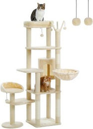 Pawz Road mehrstöckiger Kratzbaum aus Holz in Beige 150cm für Katzen – Bild 1 von 2