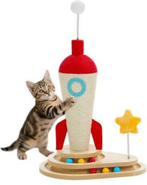 Pawz Road Raketen Katzenspielzeug Kratzsäule mit Sisal und Federn bunt – Bild 1 von 3