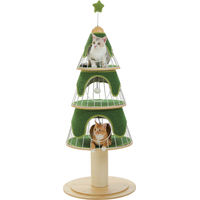 Produktbild von PAWZ Road Weihnachts-Kratzbaum für Katzen in Grün mit Sisalsäulen und Katzenhütten 130 cm