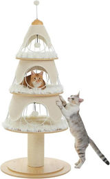 PAWZ Road Weihnachtskratzbaum für Katzen in Weiß mit Sisalpfosten und 130 cm Höhe – Bild 1 von 3