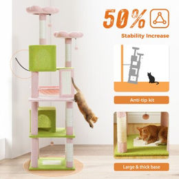 Pawz Road XL Katzenbaum aus Plüsch in Rosa 180cm – Bild 1 von 2