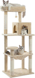 PAWZ Road XL Katzenkratzbaum Beige 143 cm mit Hängematte und Sisalkratzpfählen für erwachsene Katzen – Bild 1 von 1