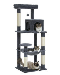 PAWZ Road XL Katzenkratzbaum mit Hängematte aus Sisal in Dunkelgrau 143 cm – Bild 1 von 3