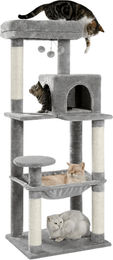 PAWZ Road XL Kratzbaum für Katzen mit Hängematte und Katzenhaus 143 cm Grau – Bild 1 von 4