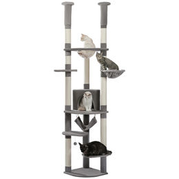 PAWZ Road XXL Katzenbaum Grau mit Sisal-Kratzpfosten und Deckenspanner für Großkatzen – Bild 1 von 3