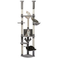 Produktbild von PAWZ Road XXL Katzenbaum Grau mit Sisal-Kratzpfosten und Deckenspanner für Großkatzen