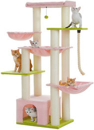 PAWZ Road XXL Katzenkratzbaum in Pink mit Hängematte, Höhle und 13 Sisalpfählen, 170 cm hoch – Bild 1 von 1
