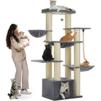 Produktbild von PAWZ Road XXL Kratzbaum 170 cm Beige mit Sisalstämmen Hängematte und Höhle für Katzen
