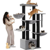 Produktbild von PAWZ Road XXL Kratzbaum für Katzen Schwarz mit 13 Sisalpfosten 169 cm