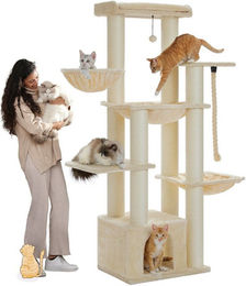 PAWZ Road XXL Kratzbaum für Katzen Schwarz mit 13 Sisalpfosten 169 cm – Bild 1 von 5