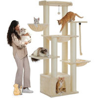 Produktbild von PAWZ Road XXL Kratzbaum für Katzen Schwarz mit 13 Sisalpfosten 169 cm