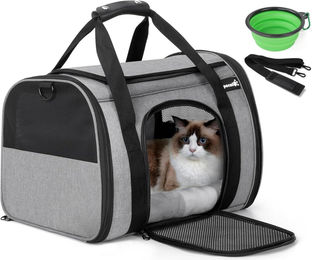 Pecute Faltbare Transportbox für Katzen aus Stoff mit Schultergurt Grau XL – Bild 1 von 6