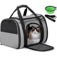 Produktbild von Pecute Faltbare Transportbox für Katzen aus Stoff mit Schultergurt Grau XL