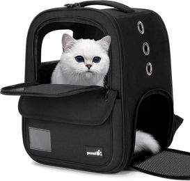 Pecute Haustier Rucksack für Katzen und kleine Hunde aus Oxford-Gewebe Schwarz – Bild 1 von 8