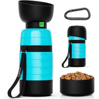 Produktbild von Pecute Hunde Wasserflasche mit Lebensmittelbehälter Blau aus Kunststoff 650ml - 650 ml
