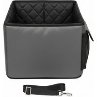 Produktbild von Pecute Hundewagensitz für den Vordersitz, klappbarer Hundekorb aus wasserdichtem Oxford-Gewebe mit Sicherheitsgurt, Grau, 60 x 43 x 19 cm