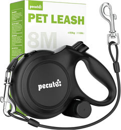 Pecute Instant-Control Rollleine für mittelgroße und große Hunde mit Stahlseil und Kotbeutel-Dispenser 8 m Schwarz – Bild 1 von 1