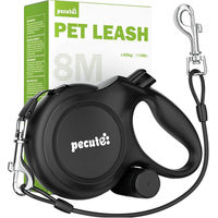 Produktbild von Pecute Instant-Control Rollleine für mittelgroße und große Hunde mit Stahlseil und Kotbeutel-Dispenser 8 m Schwarz
