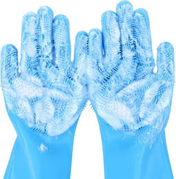 Pecute Silikon Fellpflegehandschuh für Hunde, Katzen und Kaninchen in Blau – Bild 1 von 1