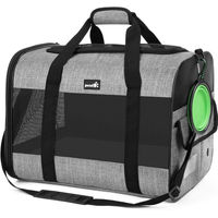 Produktbild von PECUTE Transportbox für Hunde und Katzen aus Polyester mit atmungsaktivem Netzgewebe Grau für kleine Rassen bis 8kg