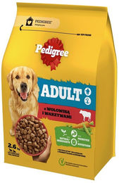 Produktbild von Pedigree Adult Hundefutter mit Rind für mittelgroße Hunde 3x2,6 kg ohne Farb- und Aromastoffe